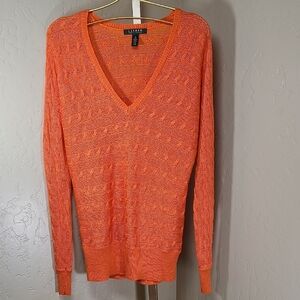 Ralph Lauren Orange V-Neck Sweater Green Label Size Small